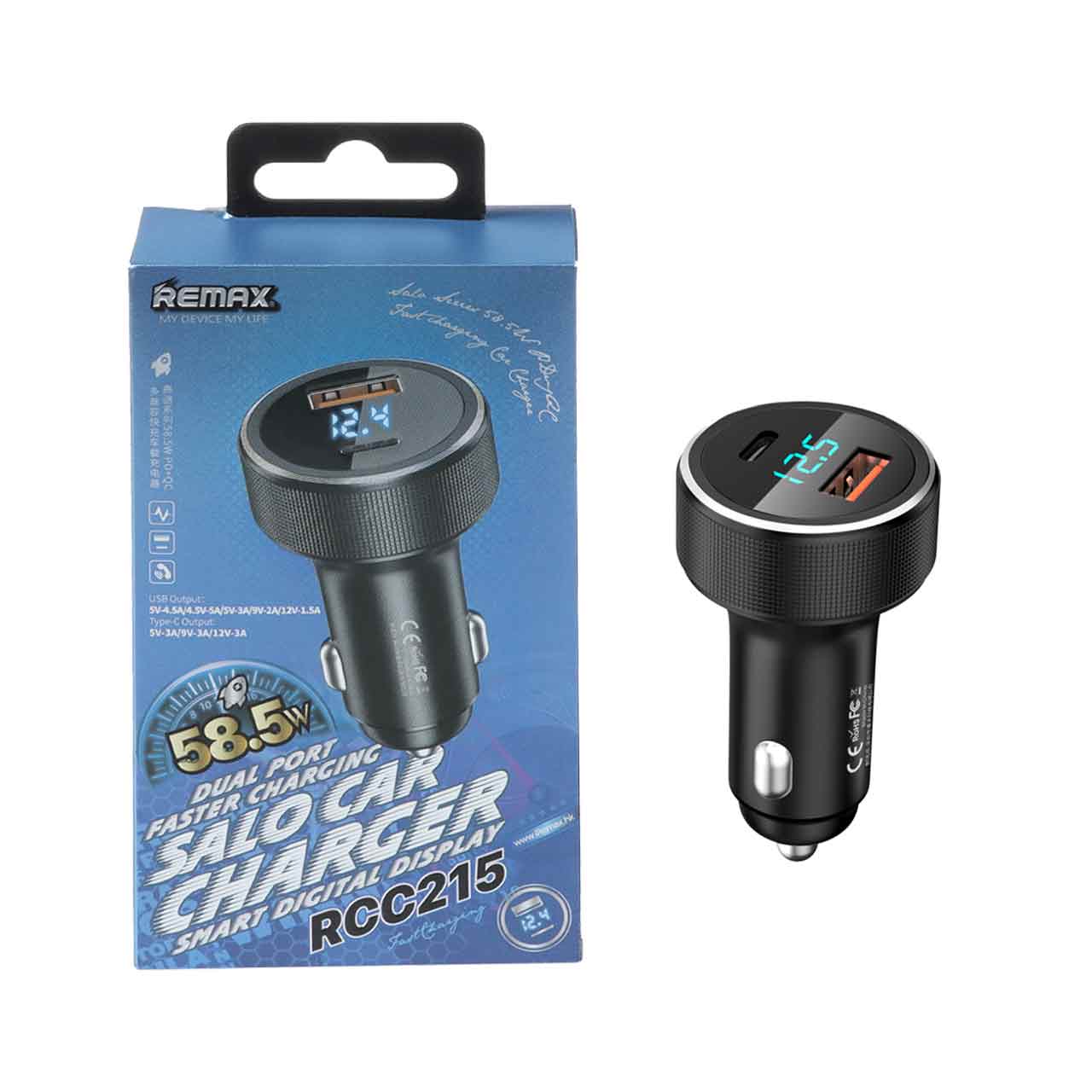 شارژر فندکی فست و PD دو پورت Remax مدل RCC215 58.5W - مشکی